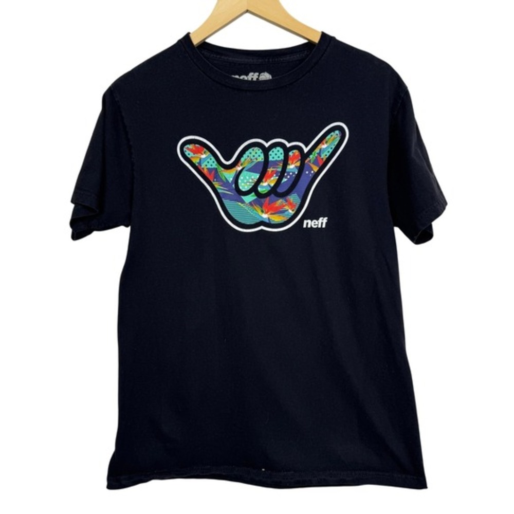 Neff Youth Hang Loose Graphic Print Black Tee Size XL‎
